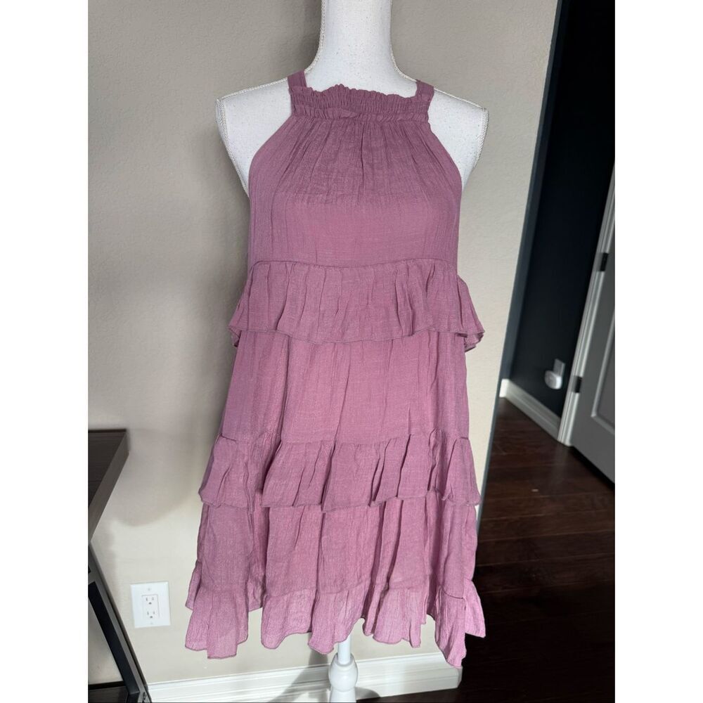Listicle Lavender Ruffle Loose Halter Dress Small